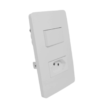 Conjunto Interruptor Simples 10A + Tomada 2P + T 10A Branco Linha Orion - Schneider