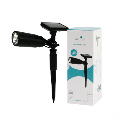 ESPETO LED SOLAR 2W LUZ AMARELA 3000K IP44 - GAYA