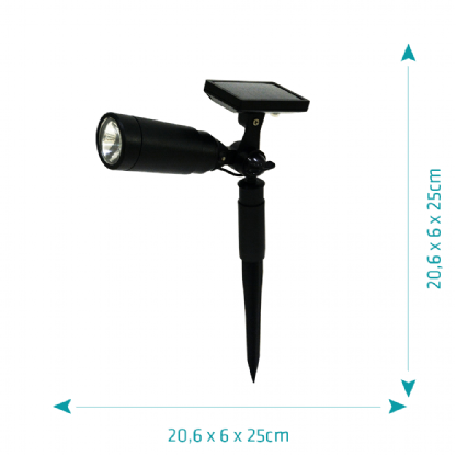 ESPETO LED SOLAR 2W LUZ AMARELA 3000K IP44 - GAYA