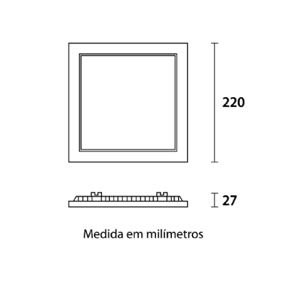 PAINEL LED EMBUTIR 22W BIV 3000K QUADRADO 225MM 1980LM - BLUMENAU