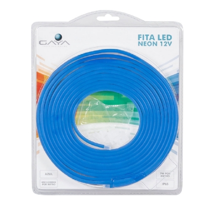 FITA LED NEON SLIM 7W/M 12V 400LM IP65 COM 5 METROS AZUL - GAYA