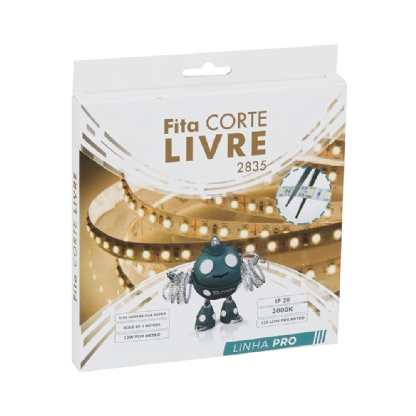 FITA LED 12W/METRO CORTE LIVRE 12V LUZ NEUTRA 4000K 1100LM IP20 ROLO 5 METROS - GAYA