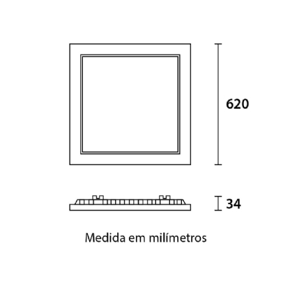 PAINEL LED QUADRADO EMBUTIR 40W BIVOLT 6500K 62CM - BLUMENAU