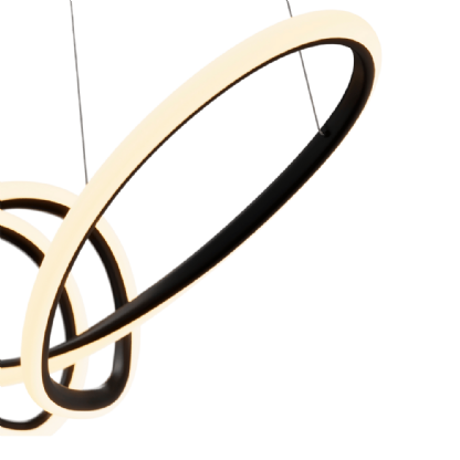 PENDENTE LED HORIZON MANILA 60W LUZ AMARELA 3000K 4800LM PRETO - HEVVY