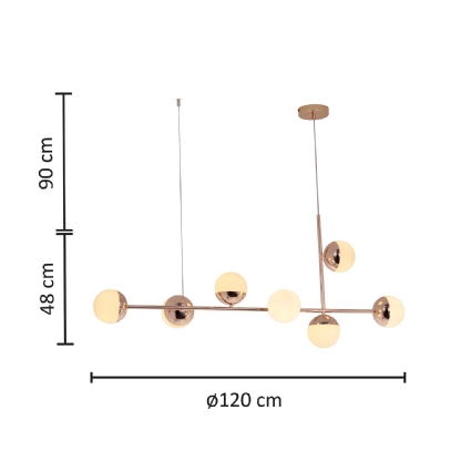 PENDENTE KEPNER PARA 7 LAMPADAS G9 ALUMINIO GOLD - HEVVY