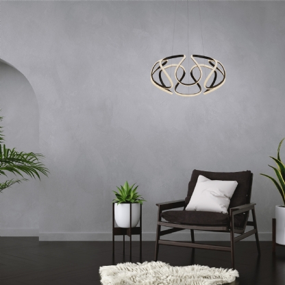 PENDENTE LED HORIZON BOMBAIM 60W LUZ AMARELA 3000K 4800LM PRETO - HEVVY