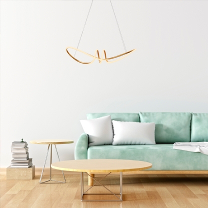 PENDENTE LED HORIZON MANILA 60W LUZ AMARELA 3000K 4800LM GOLD - HEVVY