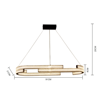 PENDENTE LED MARSELLA 55W LUZ AMARELA 3000K 5800LM 91CM PRETO 2 METROS - HEVVY