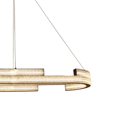 PENDENTE LED MARSELLA 55W LUZ AMARELA 3000K 5800LM 91CM PRETO 2 METROS - HEVVY