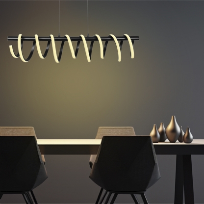 PENDENTE LED WINDER 43W LUZ AMARELA 3000K ALUMINIO PRETO - HEVVY