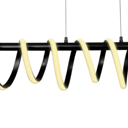 PENDENTE LED WINDER 43W LUZ AMARELA 3000K ALUMINIO PRETO - HEVVY