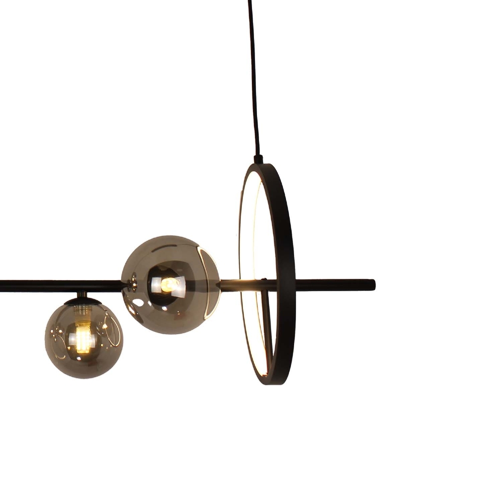 PENDENTE ORFEUS PARA 7 LAMPADAS G9 COM LED 9W LUZ AMARELA 3000K 900LMS PRETO - HEVVY