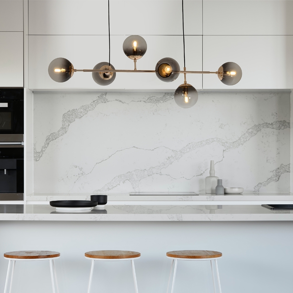 PENDENTE ORTUS PARA 6 LAMPADAS E14 ALUMINIO SMOKY/GOLD - HEVVY