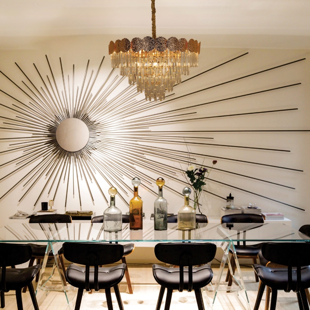 PENDENTE PISA PARA 13 LAMPADAS 40W E14 DOURADO - HEVVY