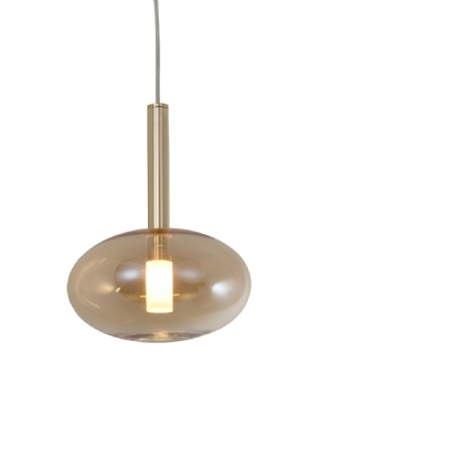 PENDENTE REMI PARA 1 LAMPADA G9 VIDRO 21CM AMBAR CABO 1,20 METRO - HEVVY