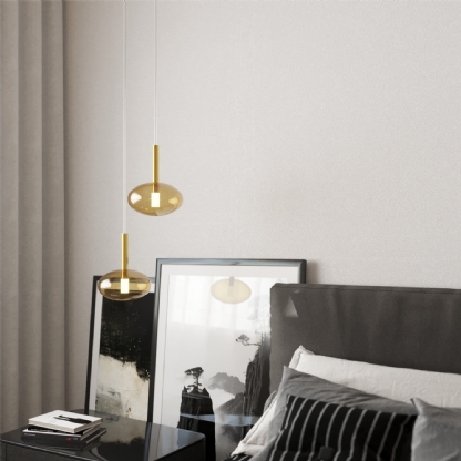 PENDENTE REMI PARA 1 LAMPADA G9 VIDRO 21CM AMBAR CABO 1,20 METRO - HEVVY