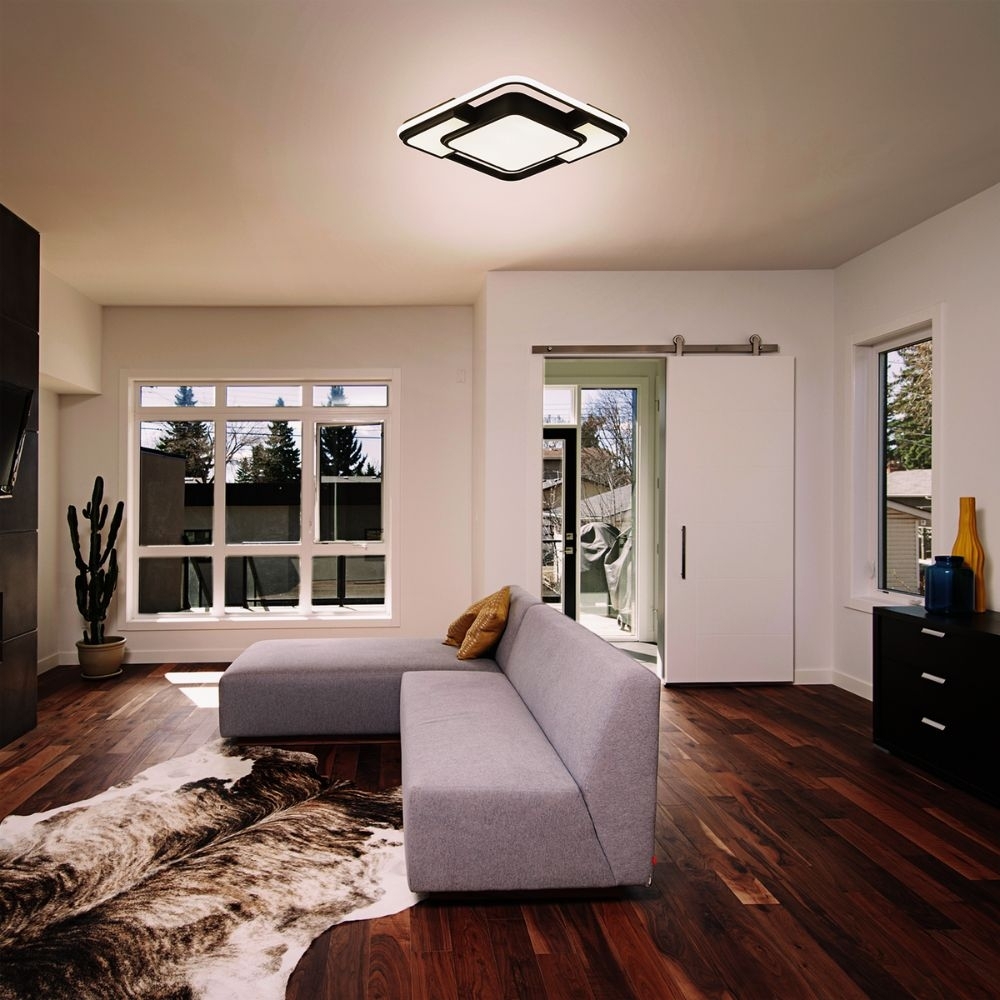 PLAFON LED 54W LUZ AMARELA/NEUTRA/BRANCA 4320LM PRETO QUADRADO - HEVVY