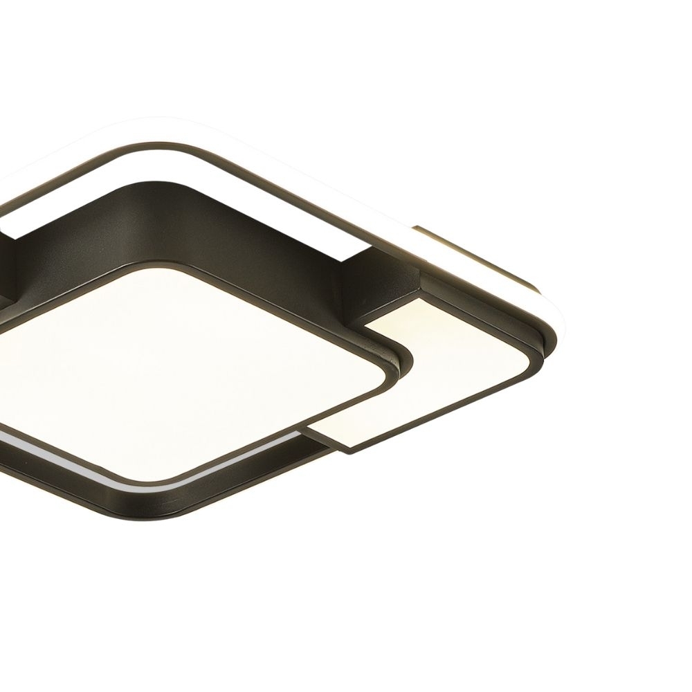 PLAFON LED 54W LUZ AMARELA/NEUTRA/BRANCA 4320LM PRETO QUADRADO - HEVVY