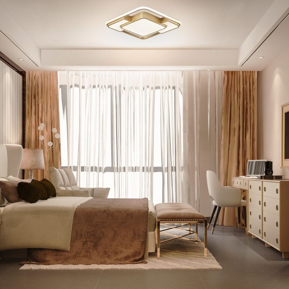 PLAFON LED 54W LUZ AMARELA/NEUTRA/BRANCA 4320LM GOLD QUADRADO - HEVVY