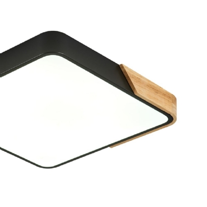 PLAFON LED 48W LUZ AMARELA/NEUTRA/BRANCO 3840LM PRETO E MADEIRA QUADRADO 40CM - HEVVY