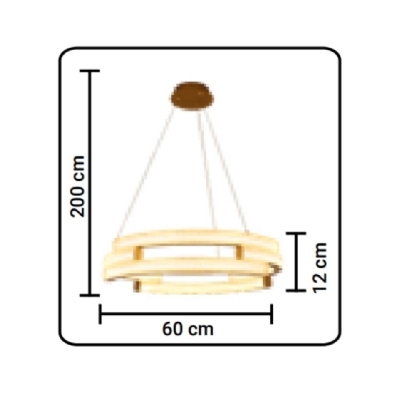 PENDENTE LED MARSELLA 58W LUZ AMARELA 3000K 5800LM 60CM PRETO 2 METROS - HEVVY