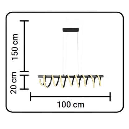 PENDENTE LED WINDER 43W LUZ AMARELA 3000K ALUMINIO PRETO - HEVVY