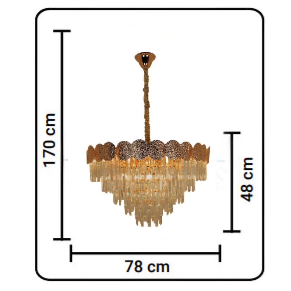 PENDENTE PISA PARA 13 LAMPADAS 40W E14 DOURADO - HEVVY