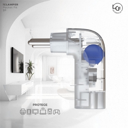 PLUG TOMADA PROTETOR DE SURTO 3P 10A CLASSE 3 TRANSPARENTE - CLAMPER