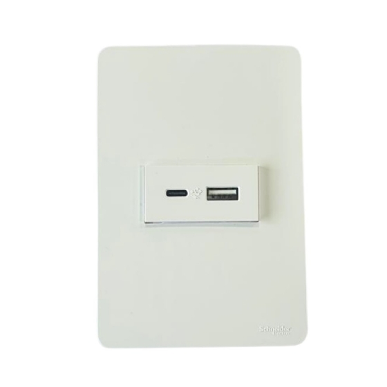 KIT TOMADA USB 2.4A TIPO A + C BRANCO ORION - SCHNEIDER