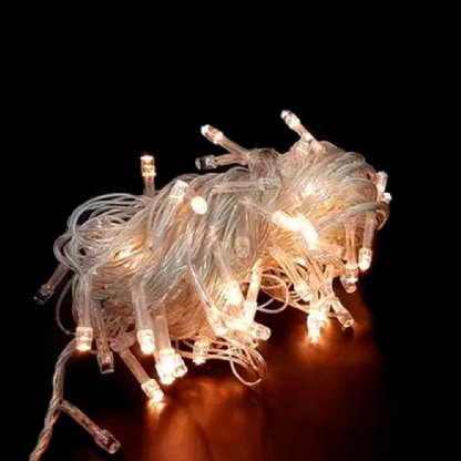 PISCA PISCA COM 100 LEDS FIXA 127V LUZ AMARELA 3000K FIO TRANSPARENTE M/F 10 METROS - REMANCI