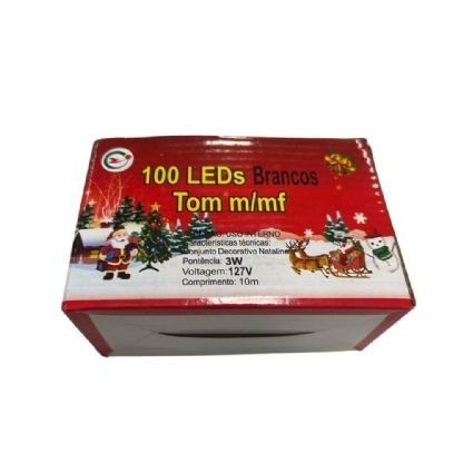 PISCA COM 100 LEDS FIXA 127V LUZ BRANCA 6000K FIO TRANSPARENTE M/F 10 METROS - REMANCI