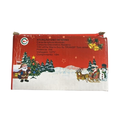 PISCA PISCA COM 100 LEDS FIXA 127V LUZ AMARELA 3000K FIO TRANSPARENTE M/F 10 METROS - REMANCI