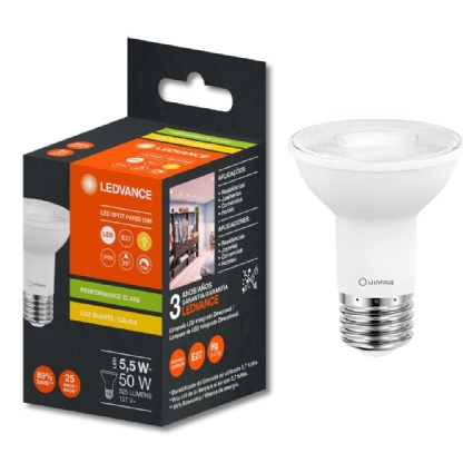 LAMPADA LED PAR20 DIMERIZAVEL 5,5W LUZ AMARELA 2700K 525LM E27 127V - LEDVANCE