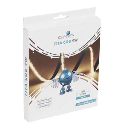 FITA LED COB 9W/METRO 24V LUZ AMARELA 2700K IP20 ROLO COM 5 METROS - GAYA