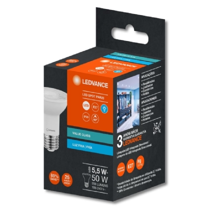 LAMPADA LED PAR20 5,5W BIVOLT LUZ BRANCA 6500K E27 550LM 40G - LEDVANCE