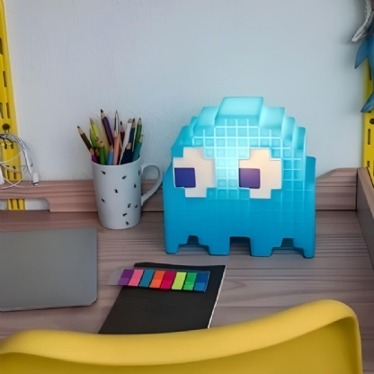 LUMINARIA DE MESA FANTASMINHA PACMAN AZUL PARA 1 LAMPADA E27 - USARE