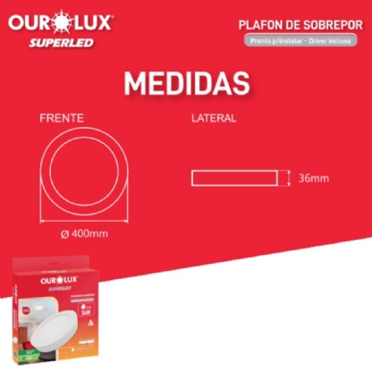 PAINEL LED SOBREPOR REDONDO 36W BIVOLT 4000K - OUROLUX