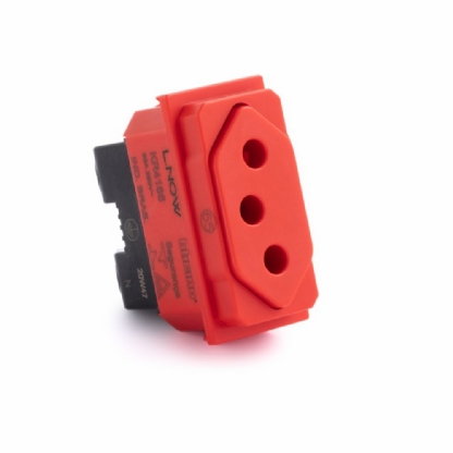 MODULO TOMADA 2 POLOS + TERRA 20A VERMELHO LIVING NOW - BTicino Legrand