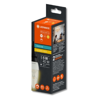 LAMPADA LED VELA CLARA E27 5W 127V LUZ AMARELA 2700K 350LM - LEDVANCE
