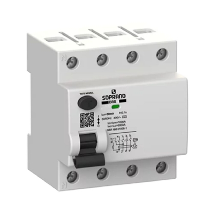 INTERRUPTOR DIFERENCIAL DR TETRAPOLAR 100A 30MA CLASSE AC - SOPRANO