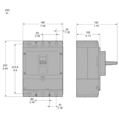 DISJUNTOR CAIXA MOLDADA TRIPOLAR AJUST 630A 50KA GO PACT - SCHNEIDER