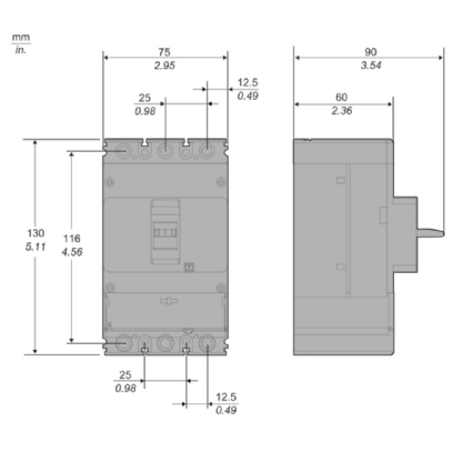 DISJUNTOR CAIXA MOLDADA TRIPOLAR AJUST 140/200A 36KA GO PACT - SCHNEIDER