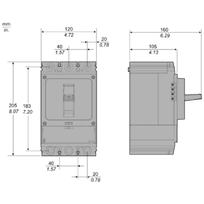 DISJUNTOR CAIXA MOLDADA TRIPOLAR AJUST 224/320A 36KA GO PACT - SCHNEIDER