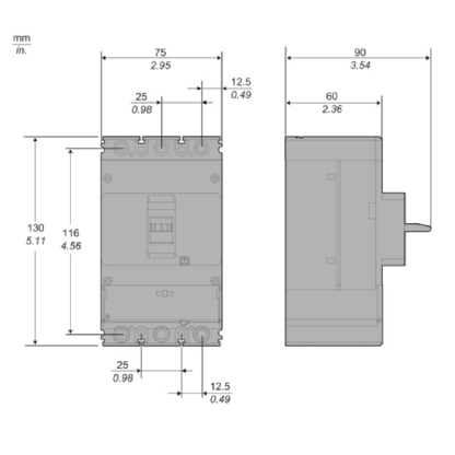DISJUNTOR CAIXA MOLDADA TRIPOLAR AJUST 112/160A 36KA GO PACT - SCHNEIDER