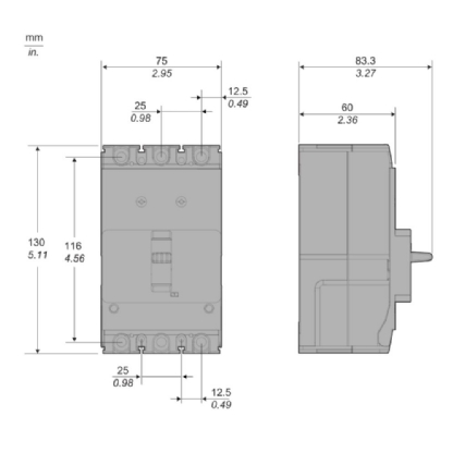DISJUNTOR CAIXA MOLDADA TRIPOLAR FIXO 125A 30KA GO PACT - SCHNEIDER
