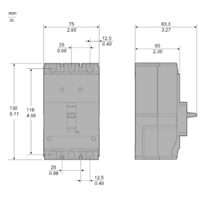 DISJUNTOR CAIXA MOLDADA TRIPOLAR FIXO 63A 15KA GO PACT - SCHNEIDER