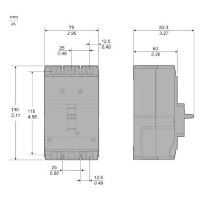 DISJUNTOR CAIXA MOLDADA TRIPOLAR FIXO 40A 15KA GO PACT - SCHNEIDER