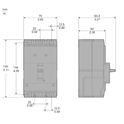 DISJUNTOR CAIXA MOLDADA TRIPOLAR FIXO 25A 15KA GO PACT - SCHNEIDER
