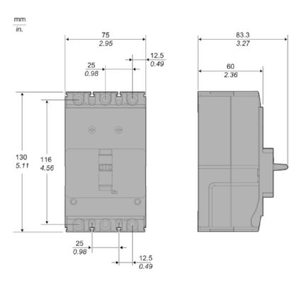 DISJUNTOR CAIXA MOLDADA TRIPOLAR FIXO 20A 15KA GO PACT - SCHNEIDER