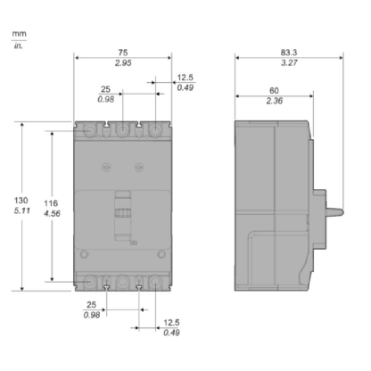 DISJUNTOR CAIXA MOLDADA TRIPOLAR FIXO 16A 15KA GO PACT - SCHNEIDER